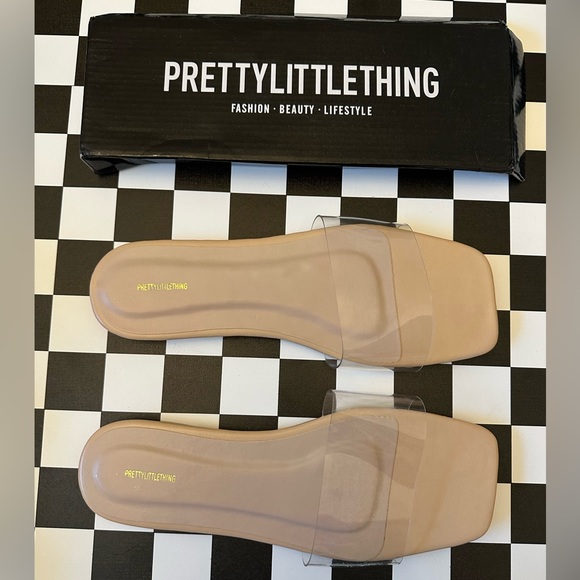 NEW PRETTY LITTLE THING NUDE CLEAR SANDALS SIZE 8 (UK 6) - Picture 9 of 10
